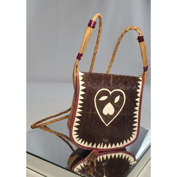 Vintage Handcrafted Leather Crossbody Purse Shoulder Bag - Picture 2 of 10